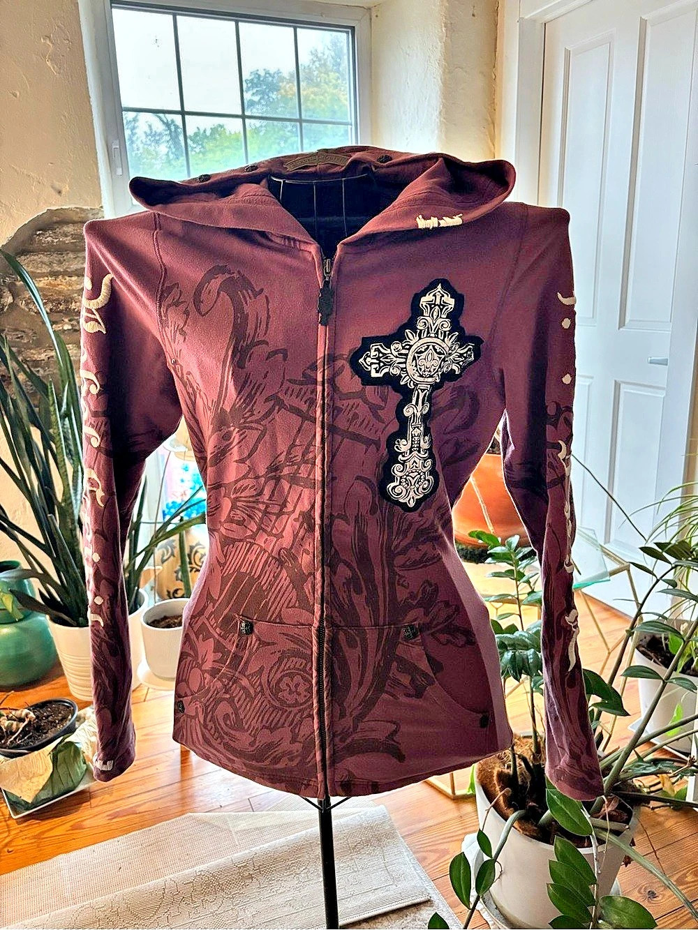 Vintage Rebel Spirit Long Sleeve Hooded Graphic Jacket Size Medium Like New